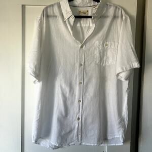 Mens washable Linen white button down shirt